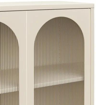 Luna Tall 2 Door Accent Cabinet with Fluted Glass