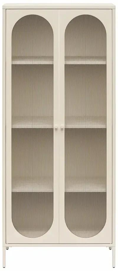 Luna Tall 2 Door Accent Cabinet with Fluted Glass