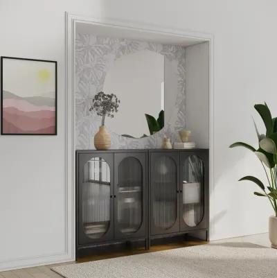 Luna Short 2 Door Accent Cabinet with Fluted Glass