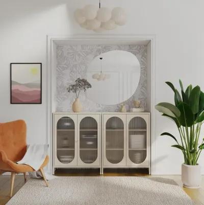 Luna Short 2 Door Accent Cabinet with Fluted Glass