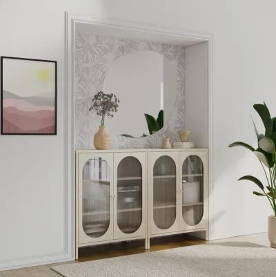 Luna Short 2 Door Accent Cabinet with Fluted Glass