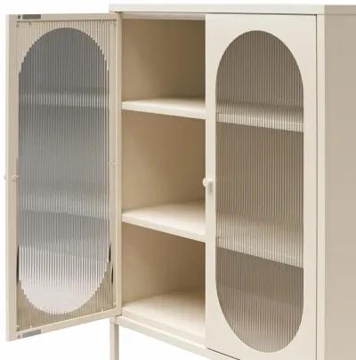 Luna Short 2 Door Accent Cabinet with Fluted Glass