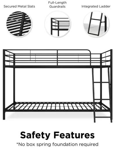 Small Space Junior Twin over Twin Metal Bunk Bed