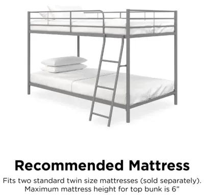 Small Space Junior Twin over Twin Metal Bunk Bed