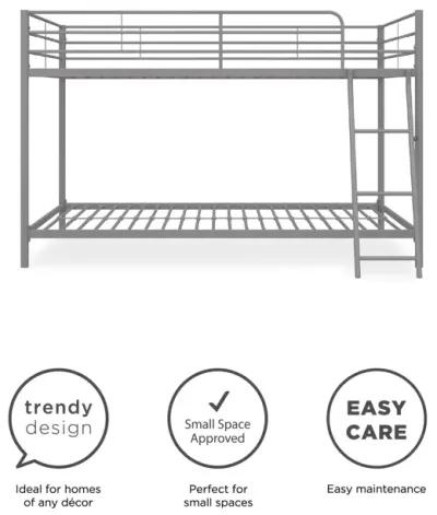 Small Space Junior Twin over Twin Metal Bunk Bed