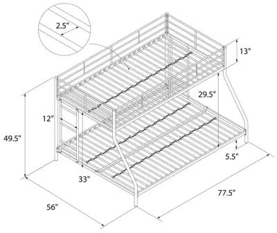 Small Space Junior Twin over Full Metal Bunk Bed