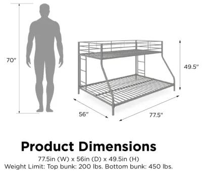 Small Space Junior Twin over Full Metal Bunk Bed