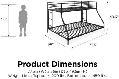 Small Space Junior Twin over Full Metal Bunk Bed