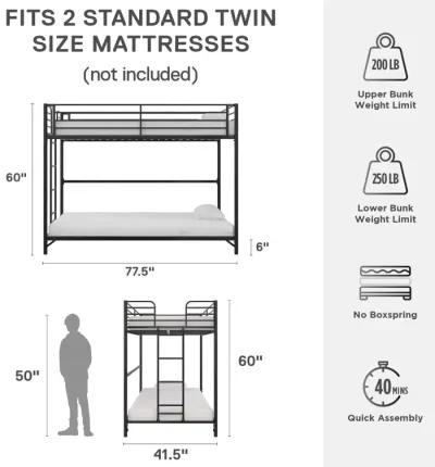 Darren Easy Assembly Kids Metal Bunk Bed