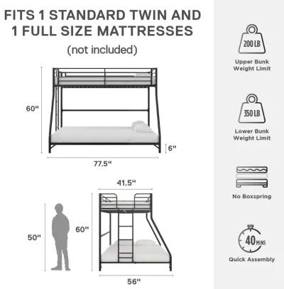 Darren Easy Assembly Kids Metal Bunk Bed