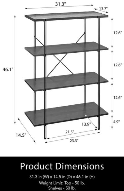 Vance 4 Shelf Bookcase