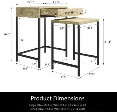 Brookville Nesting Side Tables with Minimalistic 2-Tone Design