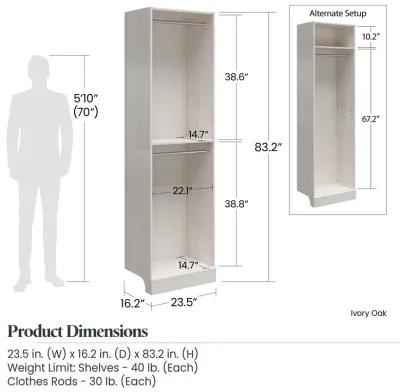 Eiler Open Shelf and Hanging Clothing Rod Modular Closet Unit