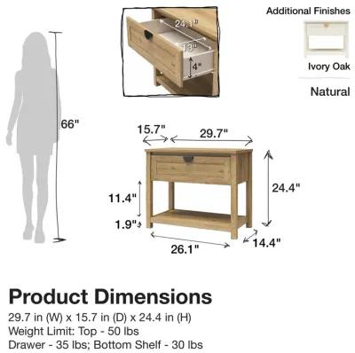 Primrose Wide 1 Drawer Nightstand with Open Shelf