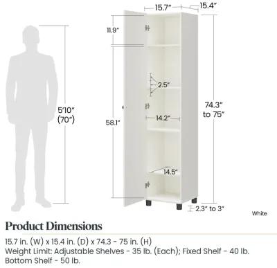 Kendall Fluted 16 Inch Wide 1 Door Storage Cabinet