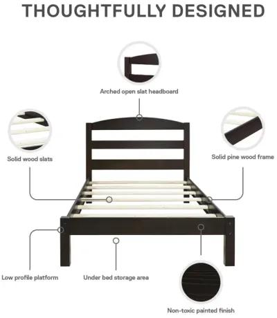 Brycen Kids Twin Size Wood Platform Bed Frame