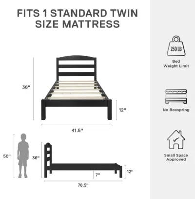 Brycen Kids Twin Size Wood Platform Bed Frame