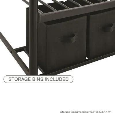 Travis Twin over Twin Metal Bunk Bed with Storage Bins