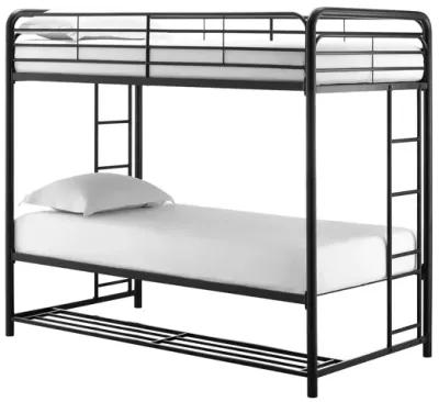 Travis Twin over Twin Metal Bunk Bed with Storage Bins