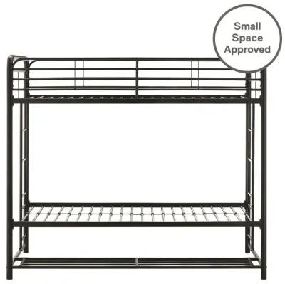 Travis Twin over Twin Metal Bunk Bed with Storage Bins