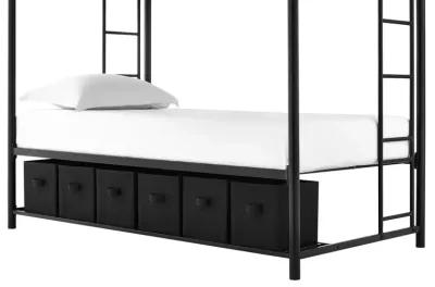 Travis Twin over Twin Metal Bunk Bed with Storage Bins