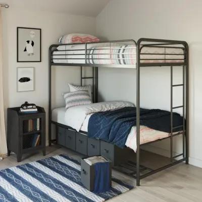 Travis Twin over Twin Metal Bunk Bed with Storage Bins