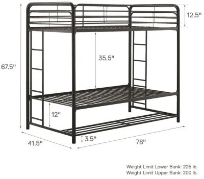 Travis Twin over Twin Metal Bunk Bed with Storage Bins