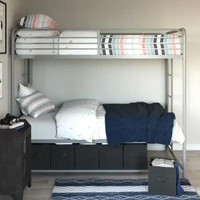 Travis Twin over Twin Metal Bunk Bed with Storage Bins