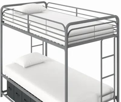 Travis Twin over Twin Metal Bunk Bed with Storage Bins