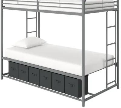 Travis Twin over Twin Metal Bunk Bed with Storage Bins