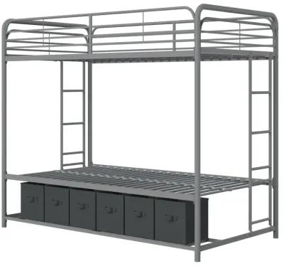 Travis Twin over Twin Metal Bunk Bed with Storage Bins