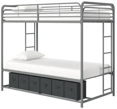 Travis Twin over Twin Metal Bunk Bed with Storage Bins