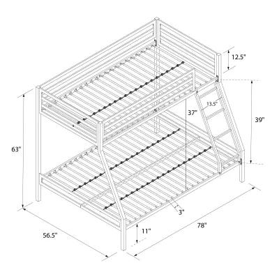 Lara Premium Twin over Full  Metal Bunk Bed