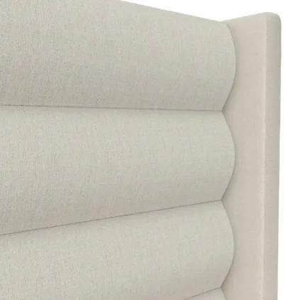 Louis Upholstered Wingback Bed with Textured Ivory Canvas