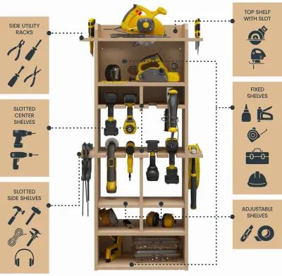 Benford 48" Extra Large Vertical Wall Mount Tool Organizer