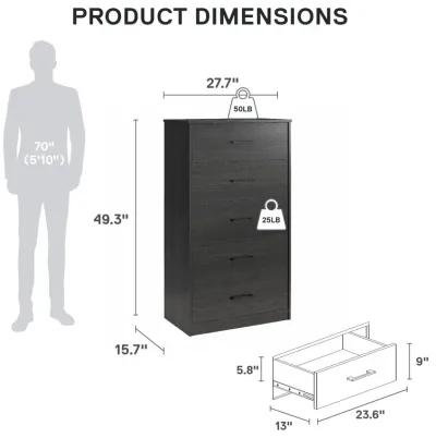 Easy Build Pearce Tall 5 Drawer Dresser with Interlocking SwitchLock™ System