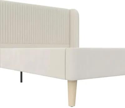 Holly Upholstered Wingback Bed with Vertical Ribbed Tufting