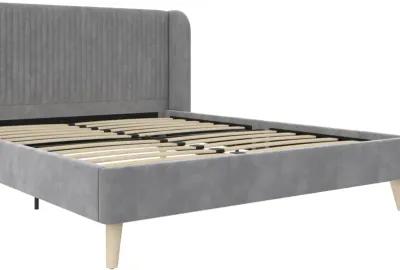 Holly Upholstered Wingback Bed with Vertical Ribbed Tufting