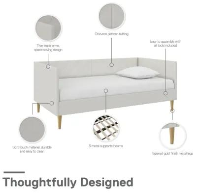 Alicent Upholstered Daybed with Gold Metal Legs