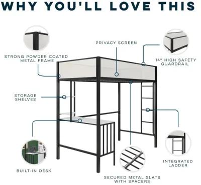 Axel Loft Bed with Desk & Shelves