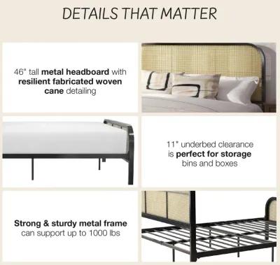 Roxanne Metal and Cane Platform Bed