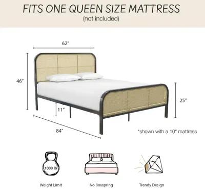 Roxanne Metal and Cane Platform Bed