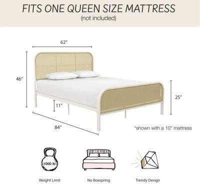 Roxanne Metal and Cane Platform Bed