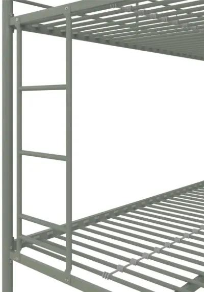 Dusty Twin over Full Metal Bunk Bed with Integrated Ladder