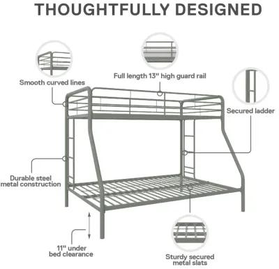 Dusty Twin over Full Metal Bunk Bed with Integrated Ladder