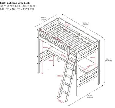 Harlan Twin Size Loft Bed with Desk and Ladder