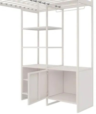 Lanis Twin Loft Bed with Desk and Storage