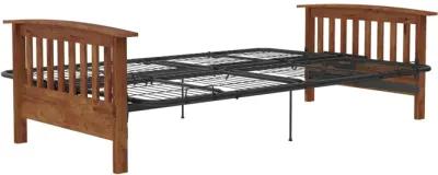 Brixen Cherry Wood Arm Metal Futon Frame with 6-Inch Mattress