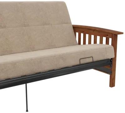 Brixen Cherry Wood Arm Metal Futon Frame with 6-Inch Mattress