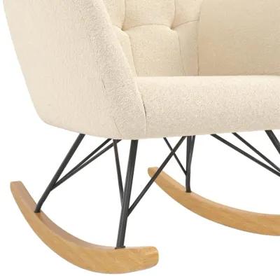 Raven Upholstered Rocker with Square Tufted Detailing and Wood Legs